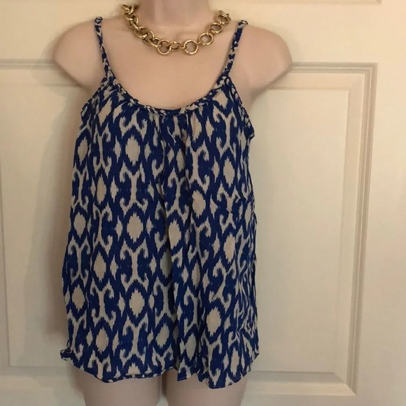 GAP navy blue Aztec print spaghetti strap mod tank top XS - Picture 1 of 9